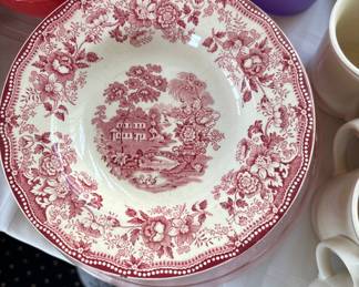 Red & white transfer ware