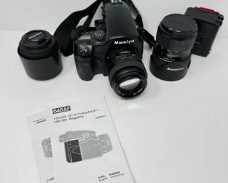 Mamiya 645 AF Film Camera, 3 Mamiya Lenses, Magazines + Bag