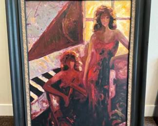	Modern Original 2 Women in Red Painting - 38.5 x 49