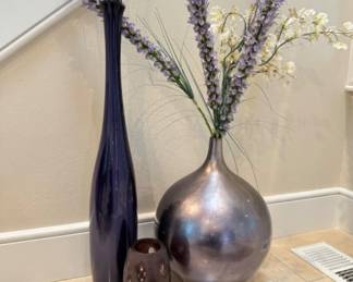 Purple Glass Vase Trio - 26"T Slender Vase