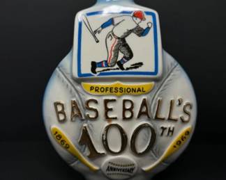 Vintage 1969 100th Anniversary Baseball Jim Beam Whiskey Decanter
