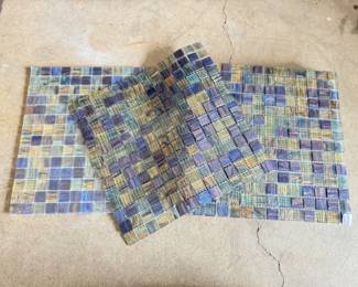 (8) Blue & Clear Iridescent Glass Tile Panels - 12x12