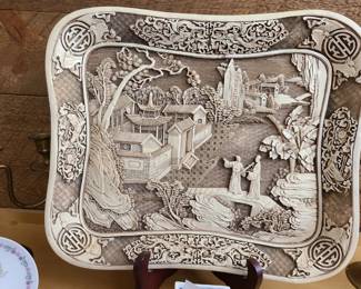 Vintage Resin Platter Ivory Color