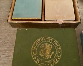 VERY RARE Dwight Eisenhower Airforce One playing cards and amazing sterling silver card holder