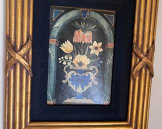 Floral ornately framed art