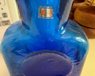 Blenko blue vase