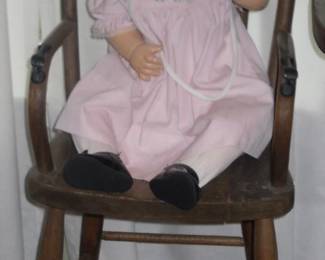 Antique Highchair and Collectible Doll