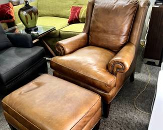 Our House Designs- Leather reclining back chair and ottoman-Qty of 2
