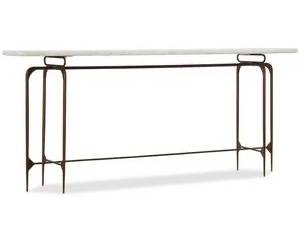 Hooker Furniture-Finish: Marble top with antique copper colored metal base
Crafted of organic materials, the Skinny Metal Console combines an antique copper-colored iron base with a marble top. Finished on all sides, the console adds the authenticity of the outdoors to any space.
Width: 80" x Depth: 16" x Height: 34"
Weight: 197.5 lb