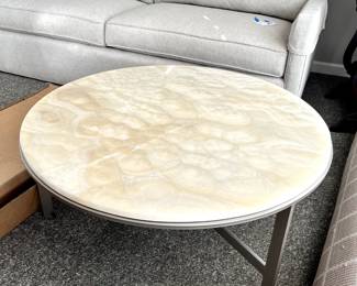 White and beige stone coffee table