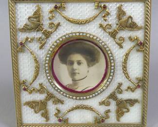 Faberge gilt silver & guilloche picture frame