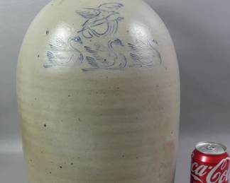 Stoneware jug with eagle and swans