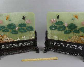 Chinese jade and hardstone table screens