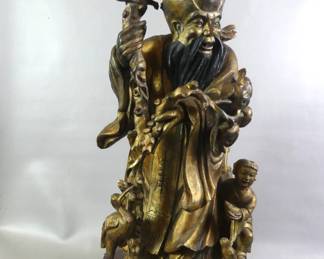 Antique carved wood Chinese figure