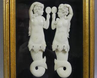 P.O.W. made bone mermaid figures