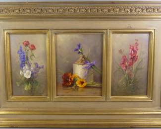 Fine triptych painting by Balyon