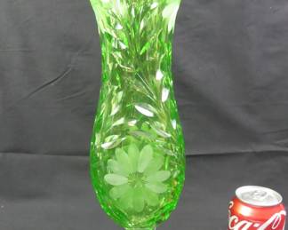 Uranium cut glass tall vase