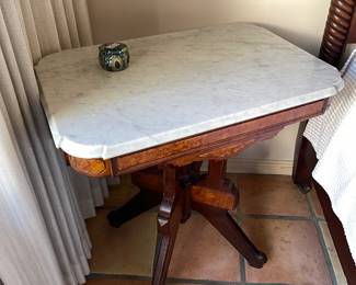 Eastlake marble top table - victorian ear