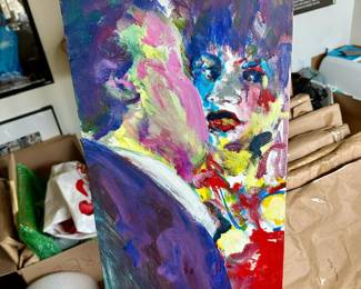 Black artist Ed Cesena - large collection from his series on Female jazz singers - I do not know which singers but I think we have Billie Holiday and Bessie Smith. We have 3 of his forgotten masterpieces - There is one for sale on First dibs for $1500 - This great painter - will start to have auction recordsf as soon as his major collectors pass. This is a unique situation that we have 3.