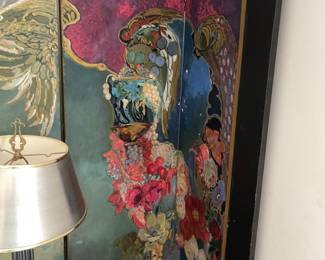 Gorgeous hand painted screen 1920's
