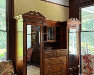 Stunning Antique Double Mirror Wardrobe