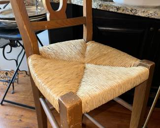 Pottery Barn Pine and Rattan Bar Stool