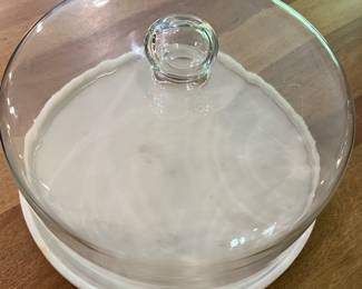 Covered Cake Plate w Marble Base 