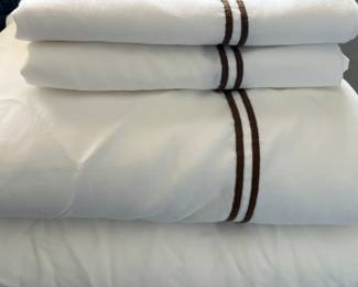 Bedding White Sheets w Brown Stripe Accent Itialian Hotel Collection 