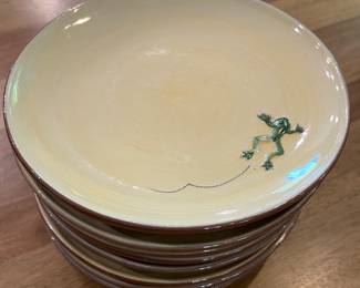 Pottery Barn Frog Plate S/8
