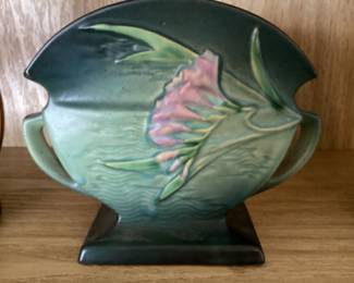 Vintage Roseville freesia double handle pillow vase