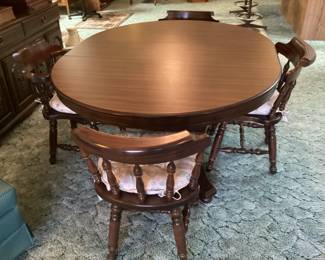 Mid century table with two leaves and six chairs 

Available for presale