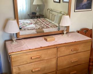 Six-drawer maple dresser with mirror 

Available for presale
