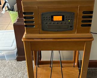 Radio, Record Album Player with Recorder Holder Base Separate Pieces