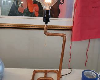 Unique copper lamp with edison bulb