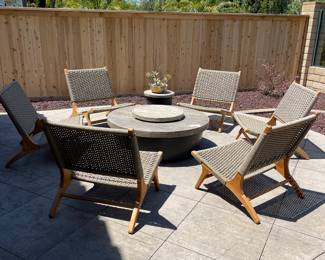 Fire pit and 6 handmade teak chairs