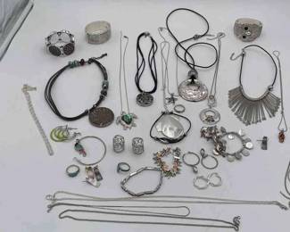 Silver Like Lot Of Costume Jewelry 