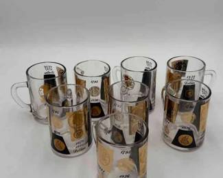 Vintage Black Gold Glass Cups 