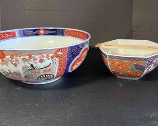 12 Japanese Vintage Gold Imari Hand Painted Porcelain Bowl With Gold Trim And More 
