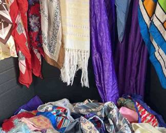 Vintage Scarf Handkerchief Lot, Silk And Many Fabrics 