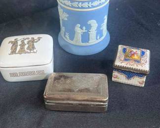 Sterling Silver , Wedgewood , Greek Trinket Box Lot 