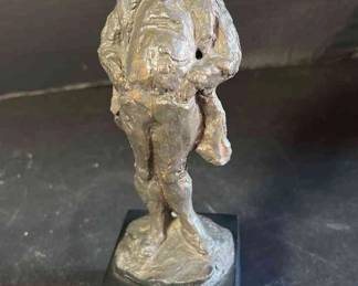 SIGNED VINTAGE HONORE DAUMIERS THE SCOFFER BONDED BRONZE SCULPTURE.