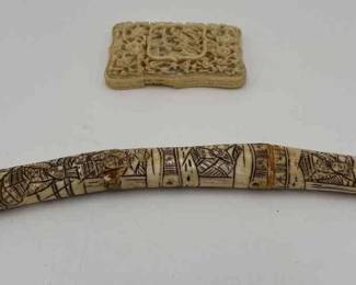 Vintage Hand Carved Asian Knife And Other