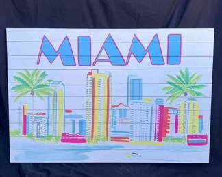 Miami CityScape Painting On Wood