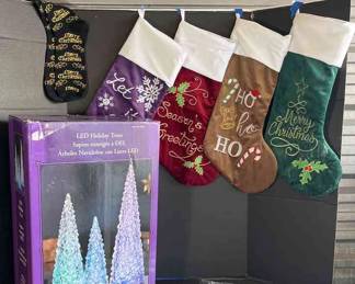 Christmas Holiday Trees And Stockings 