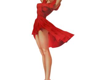 Alberto Vargas lithograph "Lady in Red" 26 x 37