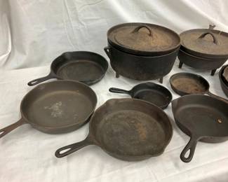 FOOTED CAST IRON W/ LIDS, OTHERS