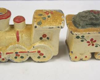 OLD METAL TRAIN SHAPE SHAKERS