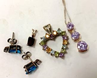STERLING JEWELRY WITH MULTI COLOR GEM STONES