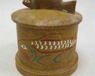  SMALL COMPOSITION SALMON BOX WITH SALMON ON LID