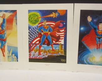 SIGNED - SET OF THREE SUPERMAN 50TH ANNIVERSARY PRINTS